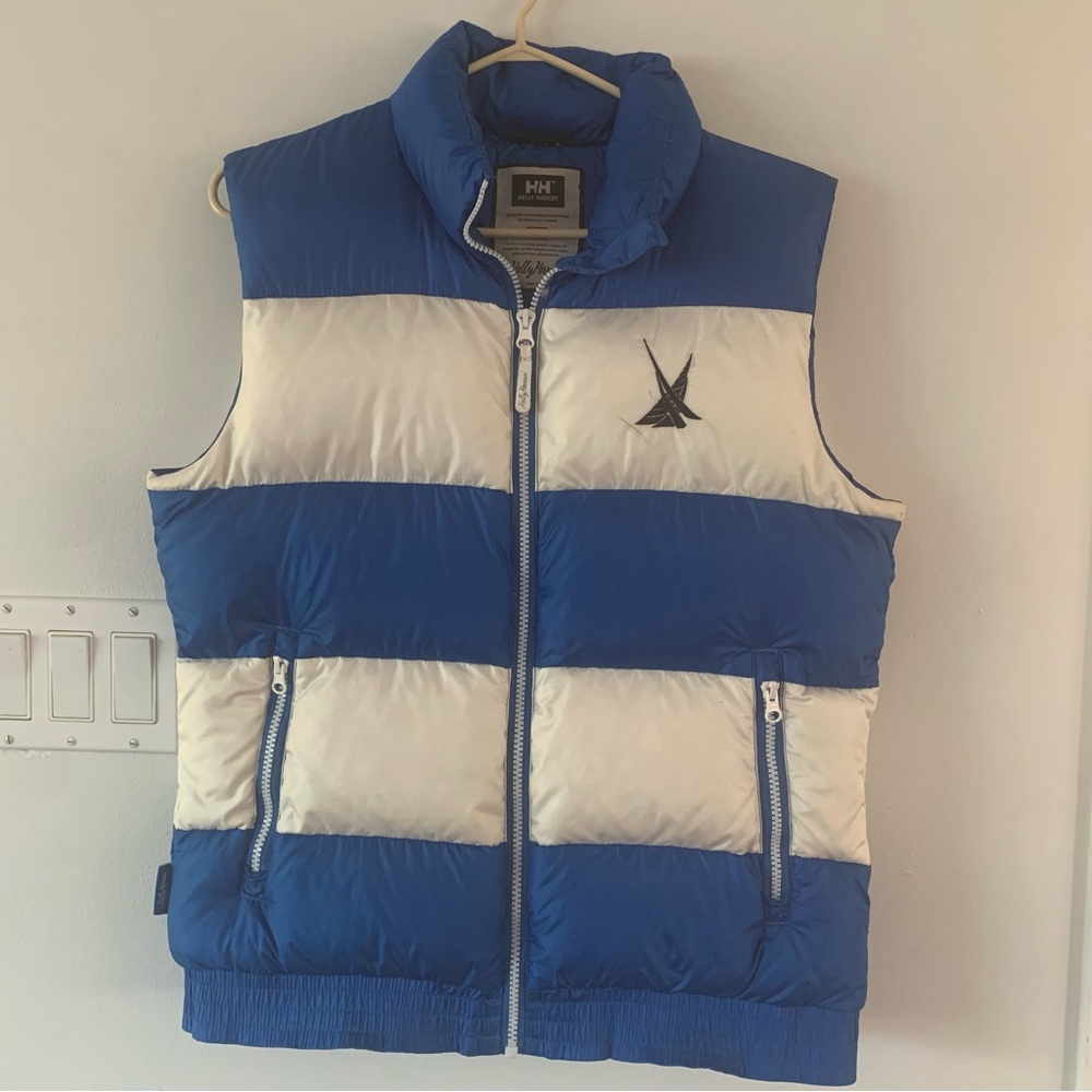 Helly Hansen HH Blue White Stripe Vest Goose / Feather Down Womens Medium M
